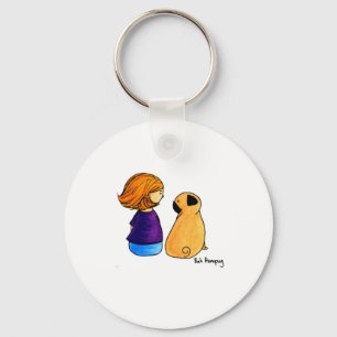 A Girl and Her Pug (blonde) Keychain
