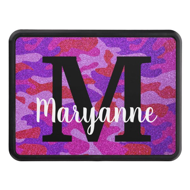 A Girl and Her Truck Camouflage Glitter Monogram Trailer Hitch Cover (Front)