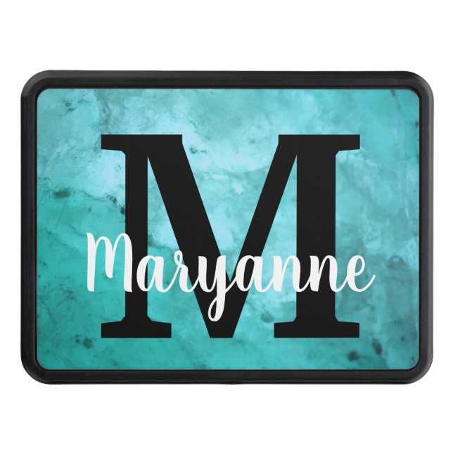 A Girl and Her Truck Coloured Marble Monogrammed  Trailer Hitch Cover (Front)