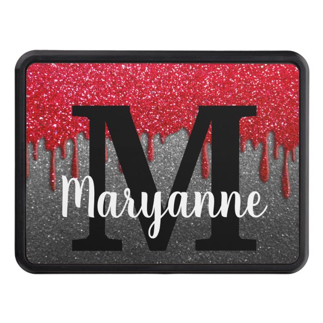 A Girl and Her Truck Gold Glitter Drip Monogrammed Trailer Hitch Cover (Front)