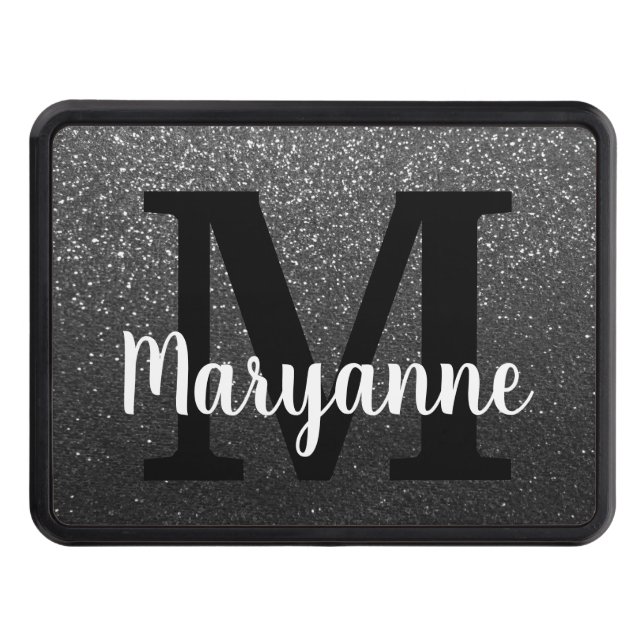 A Girl and Her Truck Modern Glitter Monogrammed Trailer Hitch Cover (Front)