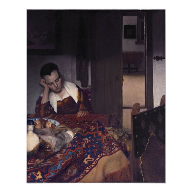 A Girl Asleep by Johannes Vermeer Poster (Front)