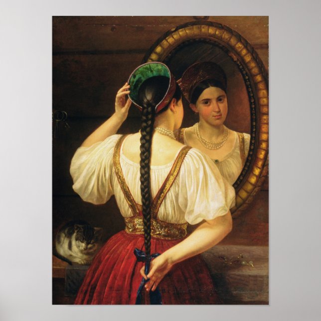 A girl at the mirror, 1848 poster (Front)