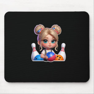 A Girl Bowling Sport Sticker Mouse Pad