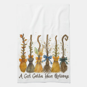 A Girl Gotta Have Options Halloween Kitchen Towel