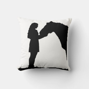 A Girl & Her Horse Love Silhouette Art Throw Pillow
