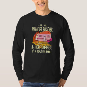 A Girl Her Miniature Pinscher And Her Camper Min P T-Shirt