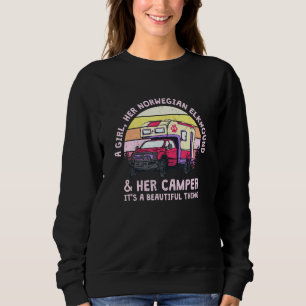 A Girl Her Norwegian Elkhound And Her Camper Norsk Sweatshirt