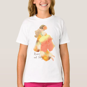 A Girl in a Kimono and a Teddy Bear T-Shirt