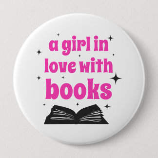 A girl in love with books design 4 inch round button