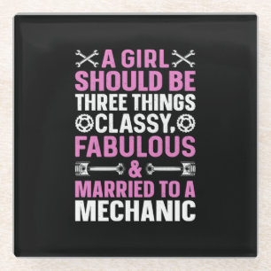 A Girl Married To A Mechanic Glass Coaster