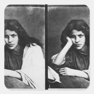 A Girl of Chioggia Dreaming of Her Loves (b/w phot Square Sticker