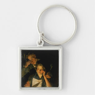 A Girl reading a Letter Keychain