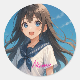 A Girl under the Summer Sky2 Classic Round Sticker