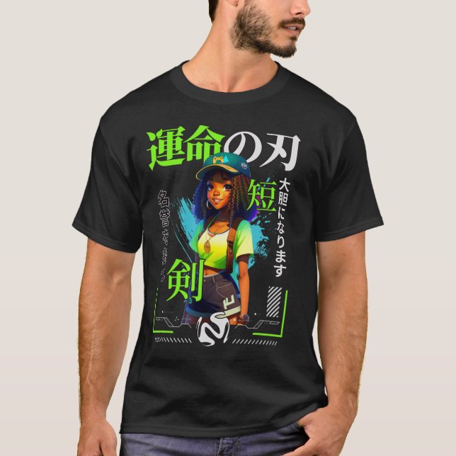 A Girl Who Loves Anime Black Girl Game Lovers T-Shirt (Front)