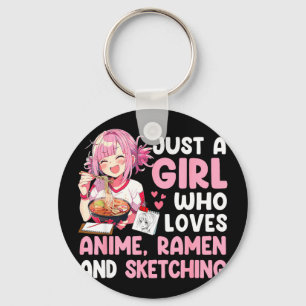 A girl who loves anime ramen and sketching anime keychain