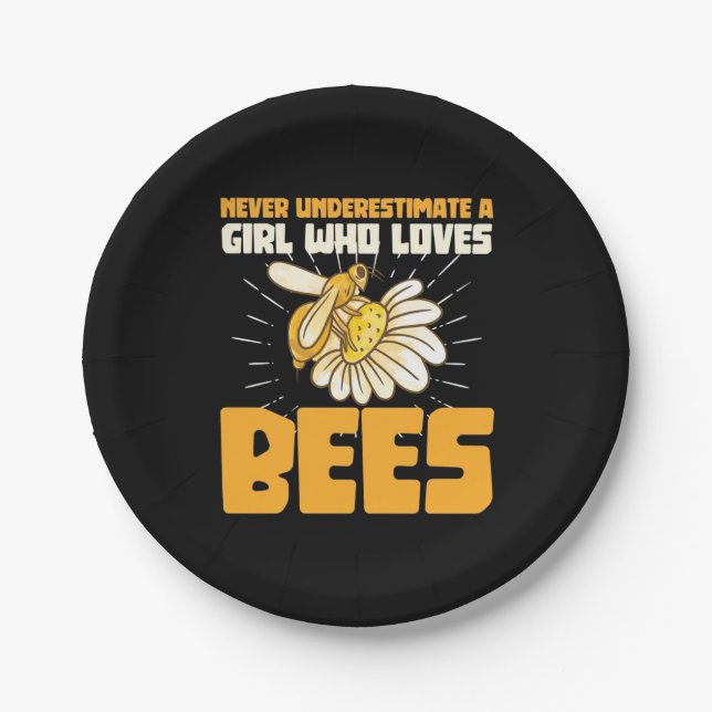 A Girl Who Loves Bees Paper Plate (Front)