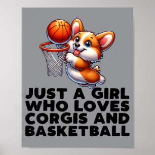 A Girl Who Loves Corgis And Basball Dog Basball Poster