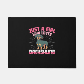 A Girl Who Loves Dachshund Doormat