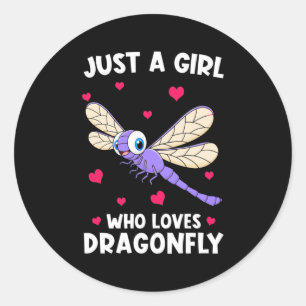 A Girl Who Loves Dragonflies Classic Round Sticker