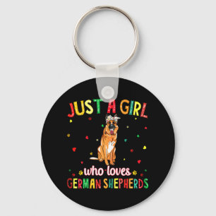 A Girl Who Loves German Shepherds Dog Keychain