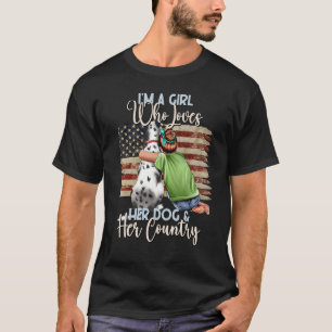 A Girl Who Loves Her Dog And America Dog Patriot T-Shirt