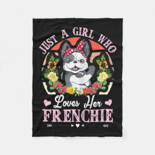 A Girl Who Loves Her Frenchie French Bulldog 1  Fleece Blanket