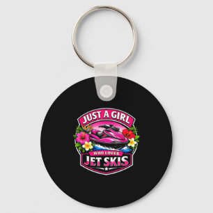 A girl who loves jet skis lover womens jetski pwc keychain