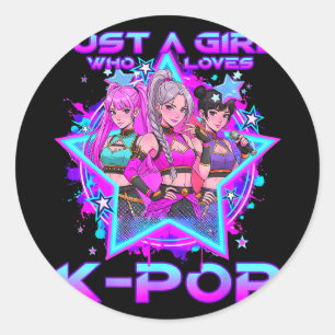 A girl who loves k-pop kids girls k-pop birthdayA Classic Round Sticker