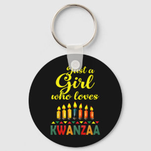 A Girl Who Loves Kwanzaa Kinara African Pride Blac Keychain
