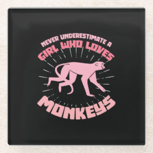 A Girl Who Loves Monkeys Glass Coaster