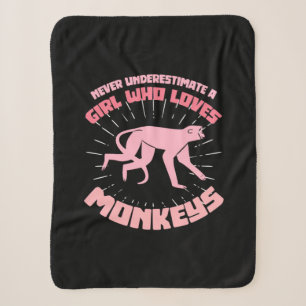 A Girl Who Loves Monkeys Sherpa Blanket