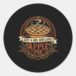 A Girl Who Loves Pie Baking Vintage Thanksgiving Classic Round Sticker
