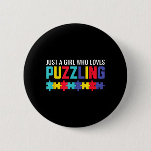 A Girl Who Loves Puzzling Puzzle Puzzle Horror 2 Inch Round Button