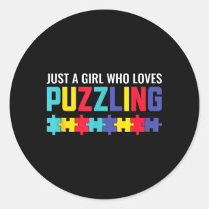 A Girl Who Loves Puzzling Puzzle Puzzle Horror Classic Round Sticker