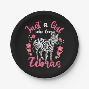 A Girl Who Loves Zebras And Flower Paper Plate