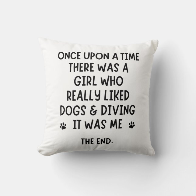 A girl who really liked dogs & diving throw pillow (Front)