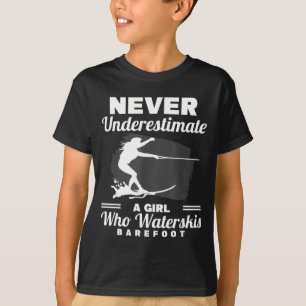 A girl who waterskis barefoot water skiing wave T-Shirt
