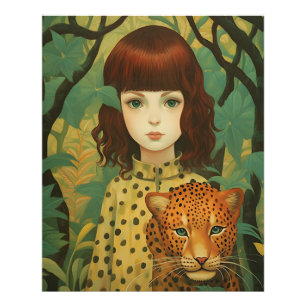 A girl with a leopard art print