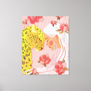 a girl with a leopard. canvas print
