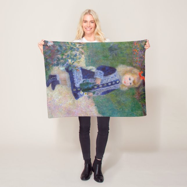 A Girl with a Watering Can, Renoir Fleece Blanket (In Situ)