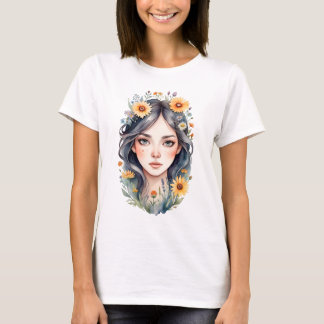 A girl with flowers in her hair T-Shirt