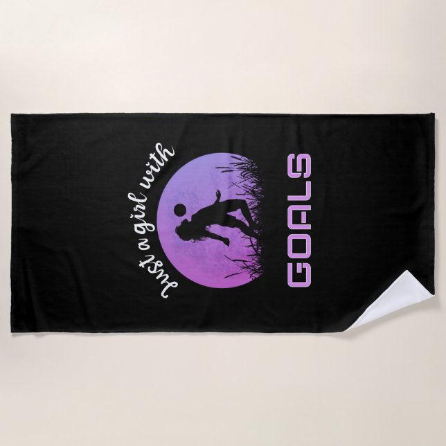 A girl with goals beautiful soccer beach towel (Front)