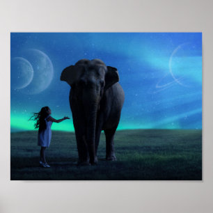 A girl with her Elephant 1 Poster