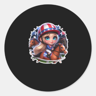 A Girl With Horse Racing Sport. Sticker 