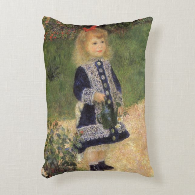 A Girl with Watering Can by Pierre Renoir Accent Pillow (Front(Vertical))