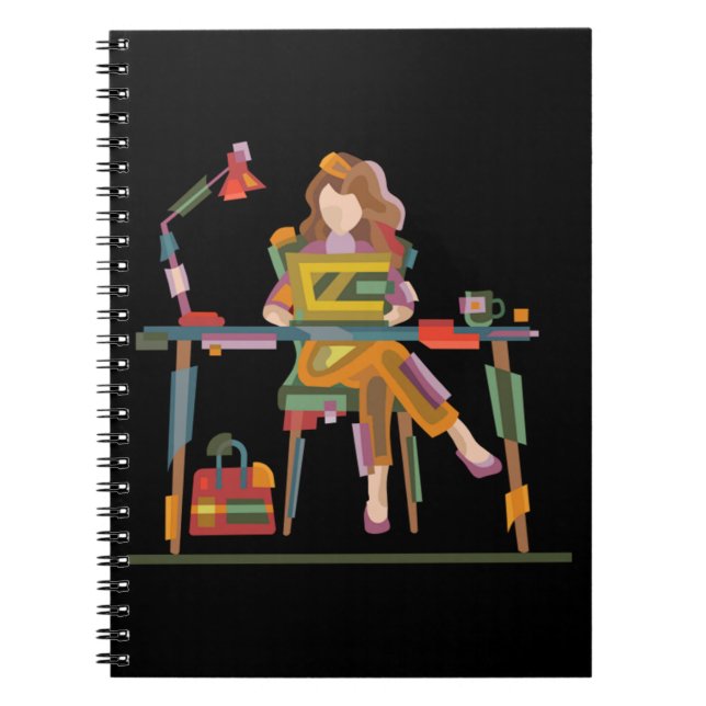 A GIRL WORKING SINCERELY IN LAPTOP 96 NOTEBOOK (Front)