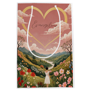 A Girl's Heartfelt Gaze Personalized   Medium Gift Bag