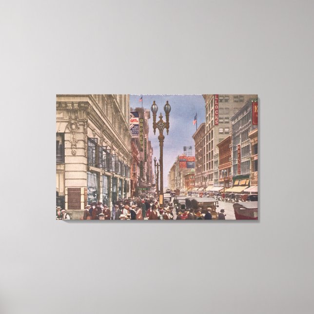 A Glance at Busy Broadway Canvas Print (Front)