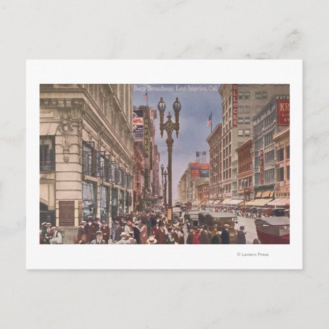 A Glance at Busy Broadway Postcard (Front)
